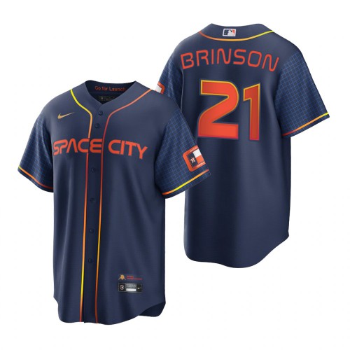 Houston Houston Astros #21 Lewis Brinson Navy Men's Game 2022 City Connect Jersey Men's
