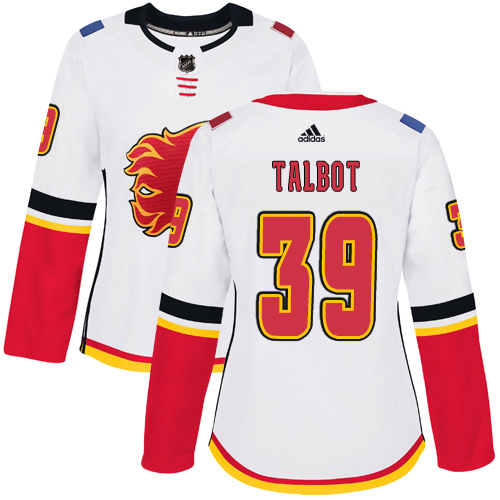 Adidas Calgary Flames #39 Cam Talbot White Road Authentic Women's Stitched Jersey Womens