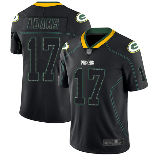 Packers #17 Davante Adams Lights Out Black Men's Stitched Limited Rush Jersey