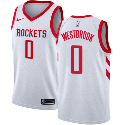 Houston Rockets #0 Russell Westbrook White Swingman Association Edition Jersey Mens