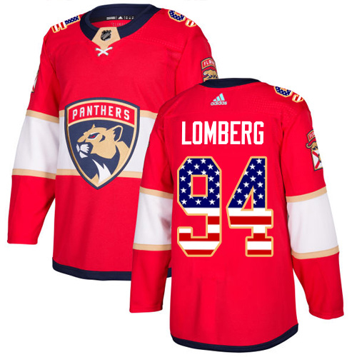 Adidas Panthers #94 Ryan Lomberg Red Home Authentic USA Flag Stitched Jersey