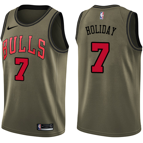Chicago Bulls #7 Justin Holiday Green Salute to Service Youth Swingman Jersey Youth
