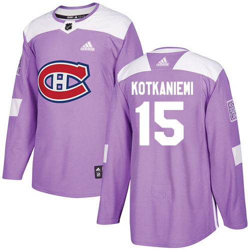 Adidas Montreal Canadiens #15 Jesperi Kotkaniemi Purple Authentic Fights Cancer Stitched Youth Jersey Youth