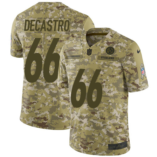 Pittsburgh Steelers #66 David DeCastro Camo Men's Stitched Limited 2018 Salute To Service Jersey Men's