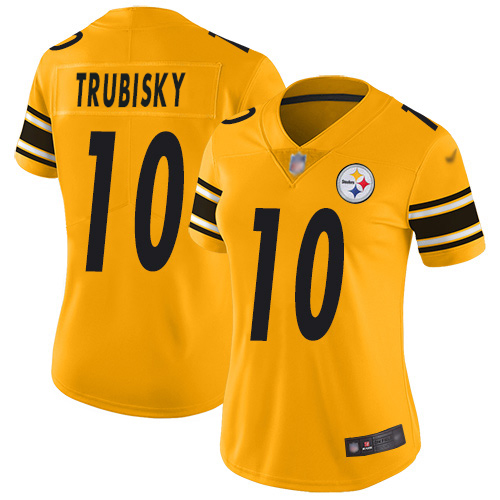 Steelers #10 Mitchell Trubisky Gold Women's Stitched Limited Inverted Legend Jersey