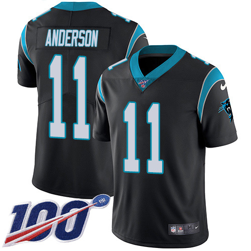 Carolina Panthers #11 Robby Anderson Black Team Color Youth Stitched 100th Season Vapor Untouchable Limited Jersey Youth