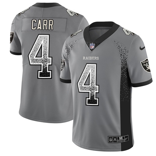 Raiders #4 Derek Carr Gray Men's Stitched Limited Rush Drift Fashion Jersey