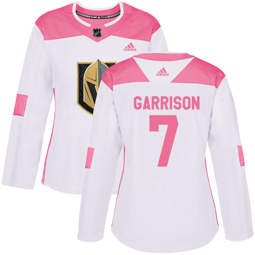 Adidas Golden Vegas Golden Knights #7 Jason Garrison White/Pink Authentic Fashion Women's Stitched Jersey Womens