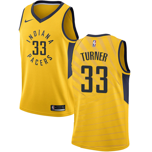 Indiana Pacers #33 Myles Turner Gold Swingman Statement Edition Jersey Mens