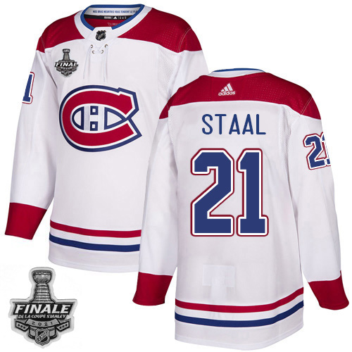 Adidas Montreal Canadiens #21 Eric Staal White Road Authentic 2021 Stanley Cup Final Patch Jersey Men's