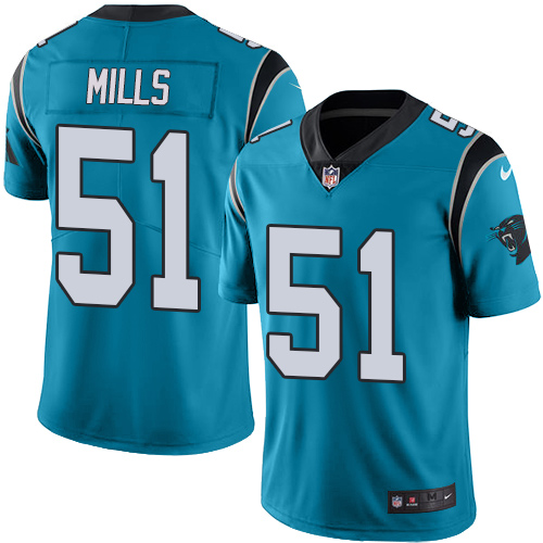 Carolina Panthers #51 Sam Mills Blue Men's Stitched Limited Rush Jersey Men's