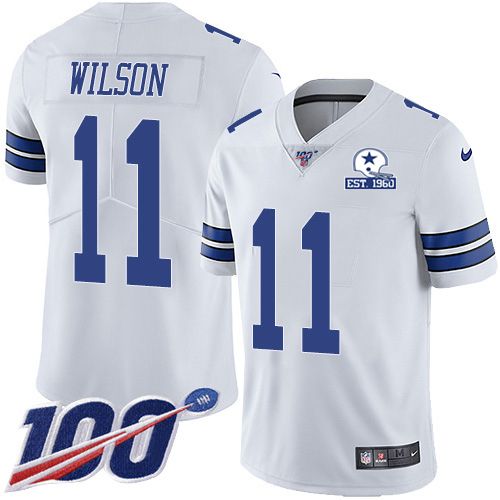 Dallas Cowboys #11 Cedrick Wilson White Men's Stitched With Established In 1960 Patch 100th Season Vapor Untouchable Limited Jersey Men's