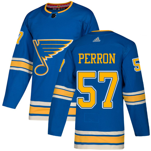Adidas St. Louis Blues #57 David Perron Blue Alternate Authentic Stitched Youth Jersey Youth
