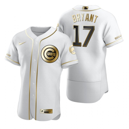 Chicago Chicago Cubs #17 Kris Bryant White Men's Authentic Golden Edition Jersey Men's