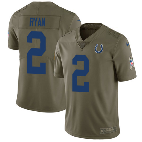 Colts #2 Matt Ryan Olive Men's Stitched Limited 2017 Salute To Service Jersey