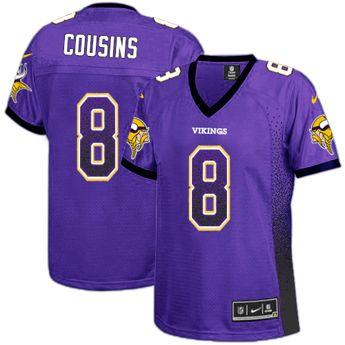 Vikings #8 Kirk Cousins Purple Team Color Women's Stitched Elite Drift Fashion Jersey