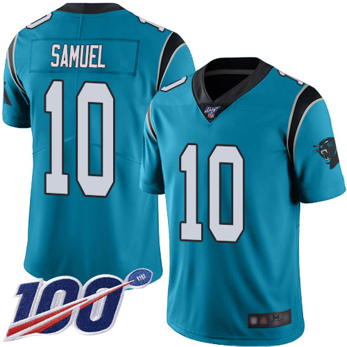 Carolina Panthers #10 Curtis Samuel Blue Alternate Men's Stitched 100th Season Vapor Limited Jersey Men's