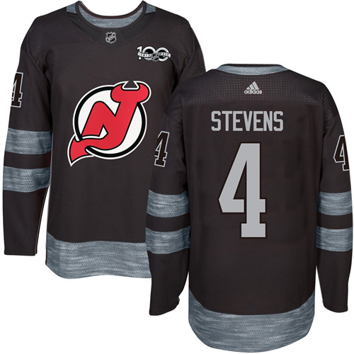 Adidas New Jersey Devils #4 Scott Stevens Black 1917-2017 100th Anniversary Stitched Jersey Men's