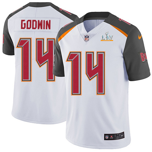 Buccaneers #14 Chris Godwin White Men's Super Bowl LV Bound Stitched Vapor Untouchable Limited Jersey