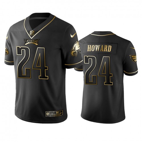 Philadelphia Eagles #24 Jordan Howard Black Golden Limited Edition Stitched Jersey Men's