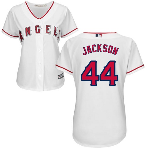 Los Angeles Angels #44 Reggie Jackson White Home Women's Stitched Jersey Womens