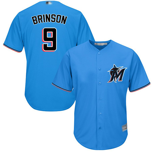 Miami Marlins #9 Lewis Brinson Blue Cool Base Stitched Youth Jersey Youth