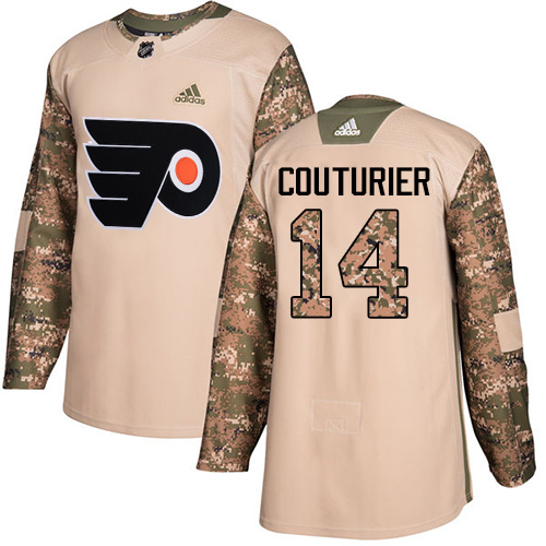 Adidas Philadelphia Flyers #14 Sean Couturier Camo Authentic 2017 Veterans Day Stitched Jersey Men's