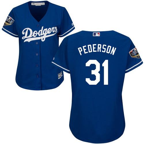 Los Angeles Dodgers #31 Joc Pederson Blue Alternate 2018 World Series Women's Stitched Jersey Womens