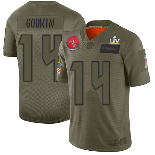 Buccaneers #14 Chris Godwin Camo Men's Super Bowl LV Bound Stitched Limited 2019 Salute To Service Jersey