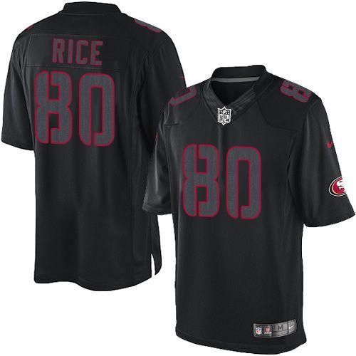 49ers #80 Jerry Rice Black Men's Stitched Impact Limited Jersey