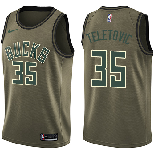 Milwaukee Bucks #35 Mirza Teletovic Green Salute to Service Youth Swingman Jersey Youth