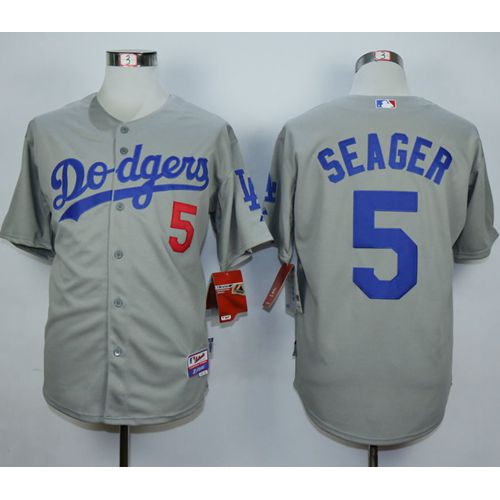 Los Angeles Dodgers #5 Corey Seager Grey Cool Base Stitched Jersey Men's