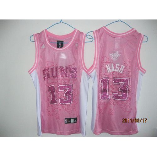 Phoenix Suns #13 Steve Nash Pink Fashion Womens Stitched Jersey Womens