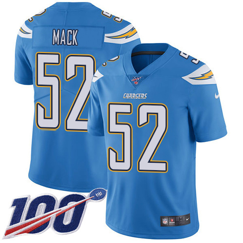 Chargers #52 Khalil Mack Electric Blue Alternate Men's Stitched 100th Season Vapor Untouchable Limited Jersey
