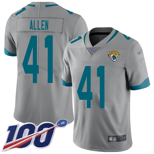Jaguars #41 Josh Allen Silver Men's Stitched Limited Inverted Legend 100th Season Jersey