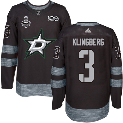 Adidas Dallas Stars #3 John Klingberg Black 1917-2017 100th Anniversary 2020 Stanley Cup Final Stitched Jersey Men's