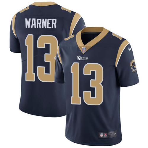 Los Angeles Rams #13 Kurt Warner Navy Blue Team Color Men's Stitched Vapor Untouchable Limited Jersey Men's