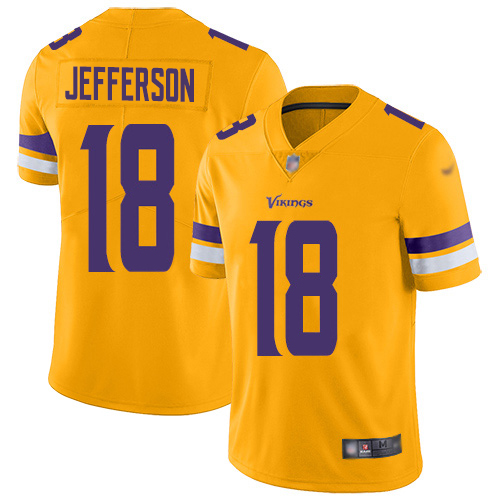 Vikings #18 Justin Jefferson Gold Youth Stitched Limited Inverted Legend Jersey