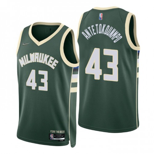 Milwaukee Bucks #43 Thanasis Antetokounmpo Green Mens 2021-22 75th Anniversary Diamond Swingman Jersey - Icon Edition Mens