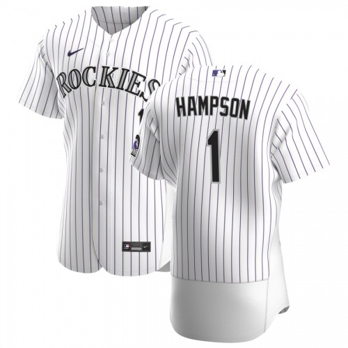 Colorado Colorado Rockies #1 Garrett Hampson Men's White Home 2020 Authentic Player Jersey Men's