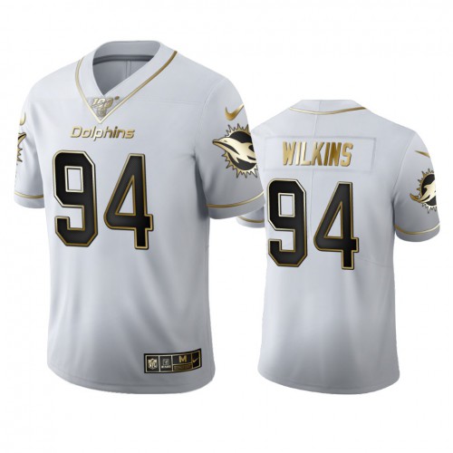 Miami Miami Dolphins #94 Christian Wilkins Men's White Golden Edition Vapor Limited 100 Jersey Men's