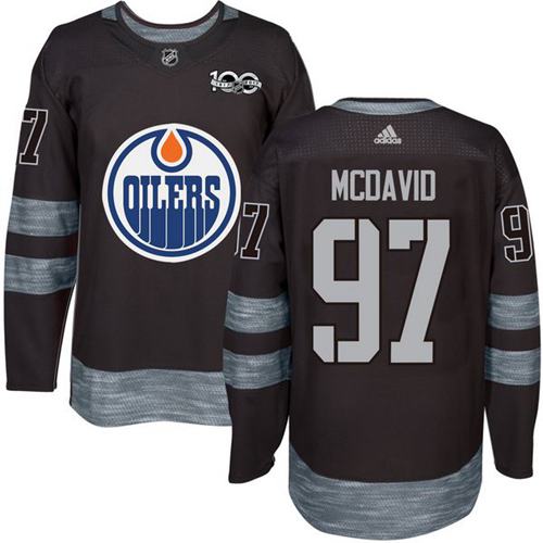 Adidas Edmonton Oilers #97 Connor McDavid Black 1917-2017 100th Anniversary Stitched Jersey Men's