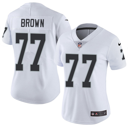 Las Vegas Raiders #77 Trent Brown White Women's Stitched Vapor Untouchable Limited Jersey Womens