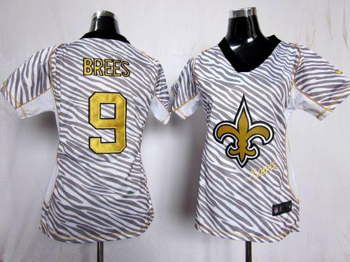 Saints #9 Drew Brees Zebra Women's Stitched Elite Jersey