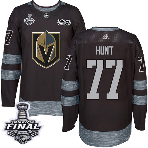 Adidas Golden Vegas Golden Knights #77 Brad Hunt Black 1917-2017 100th Anniversary 2018 Stanley Cup Final Stitched Jersey Men's