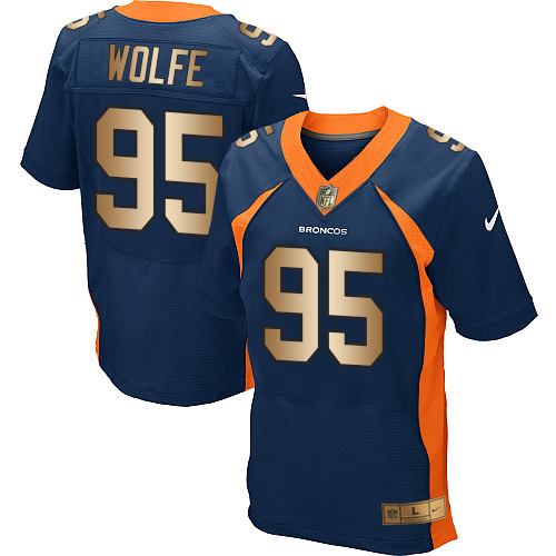 Denver Broncos #95 Derek Wolfe Navy Blue Alternate Men's Stitched New Elite Gold Jersey Men's