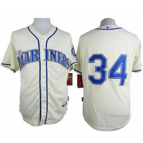 Seattle Mariners #34 Felix Hernandez Cream Alternate Cool Base Stitched Jersey Men's