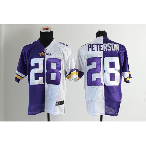 Minnesota Vikings #28 Adrian Peterson Purple/White Men's Stitched Elite Split Jersey Men's