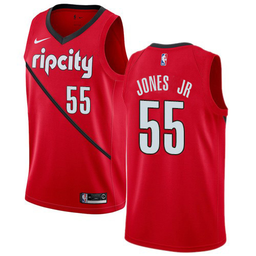 Portland Trail Blazers #55 Derrick Jones Jr Red Swingman Earned Edition Jersey Mens