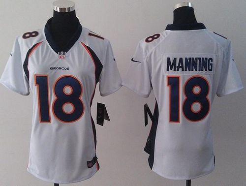 Broncos #18 Peyton Manning White Women's Stitched New Elite Jersey